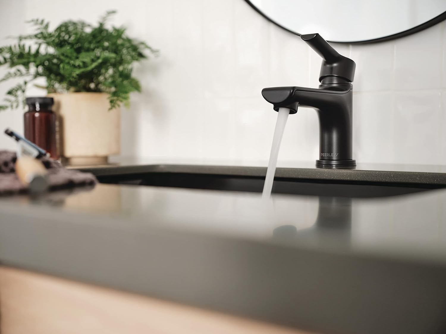 Peerless P1512LF-BL-M-0.5 Flute Bathroom Faucet, 0.5 GPM Flow Rate, Matte Black