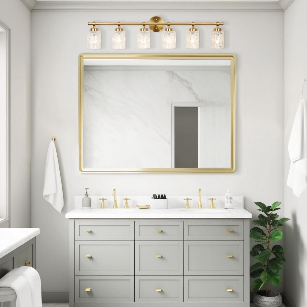 ALICE HOUSE Modern 6-Light Bathroom Vanity Light, 41' Brushed Brass Finish Wall Lighting Fixture Over Mirror for Bathroom, Powder Room, Makeup AL5095-W6