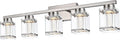 Modern Vanity Light 5-Light Brushed Nickel Finish LED Indoor Lighting Fixture with with Clear Glass Shade and Crystal Bulb Wall Sconces Lights for Bathroom