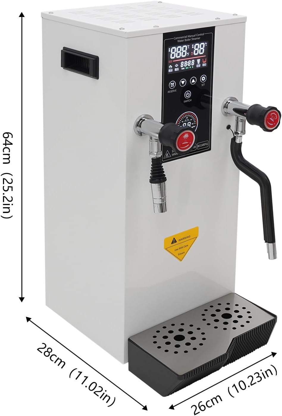 3000W Commercial Hot Water Dispenser Countertop,12L(3.2Gal) Full-Automatic Steam Boiling Water Frothing Machine w/LCD Display Timing for Heat Drink, Extract Tea, Milk Bubbles, Boil Water (White)