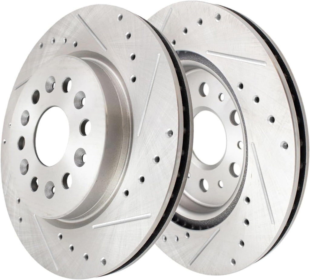Detroit Axle - Brake Kit for 17-20 GMC Acadia 18-20 Buick Enclave Chevrolet Traverse, 19-20 Blazer, Drilled Slotted Brakes Rotors Brake Pads Replacement : 12.64 inch Front & 12.40 inch Rear Rotors