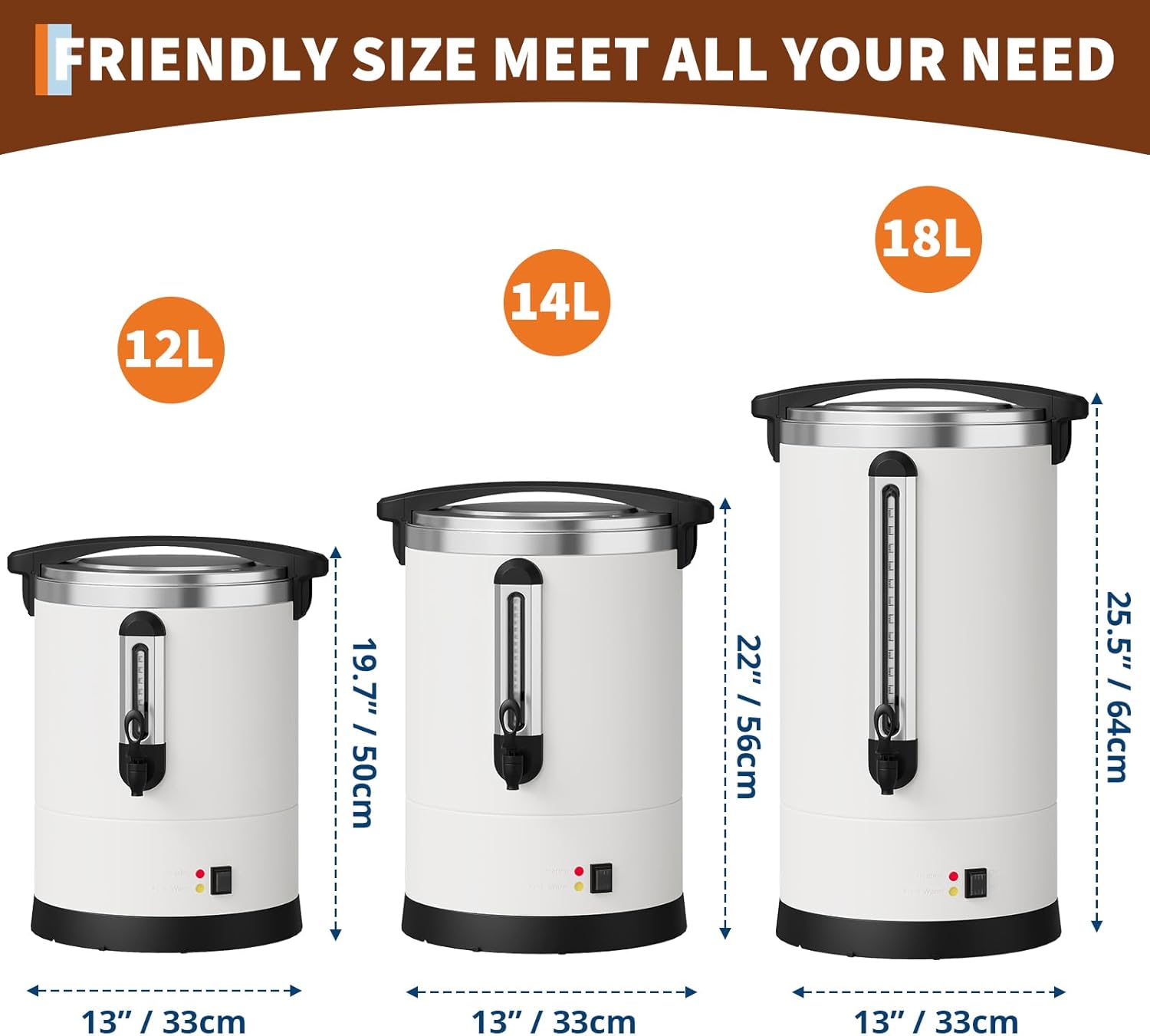 TrailBlaze 12L Double Wall Stainless Steel Commercial Coffee Urn - Electric Percolator Coffee Maker & Hot Water Dispenser, Large Capacity, Fast Brewing, Easy Clean for Buffet, Catering, Weddings
