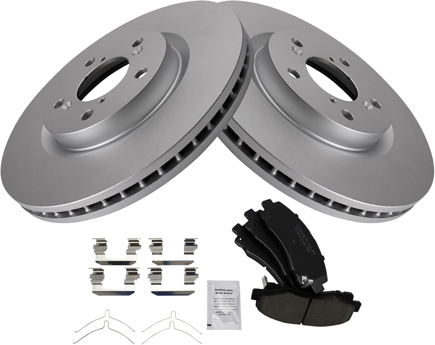 TRQ Front Brake Pad and Rotor Set Ceramic G Coated Vented Rotors Compatible with 2009-2014 Acura TL