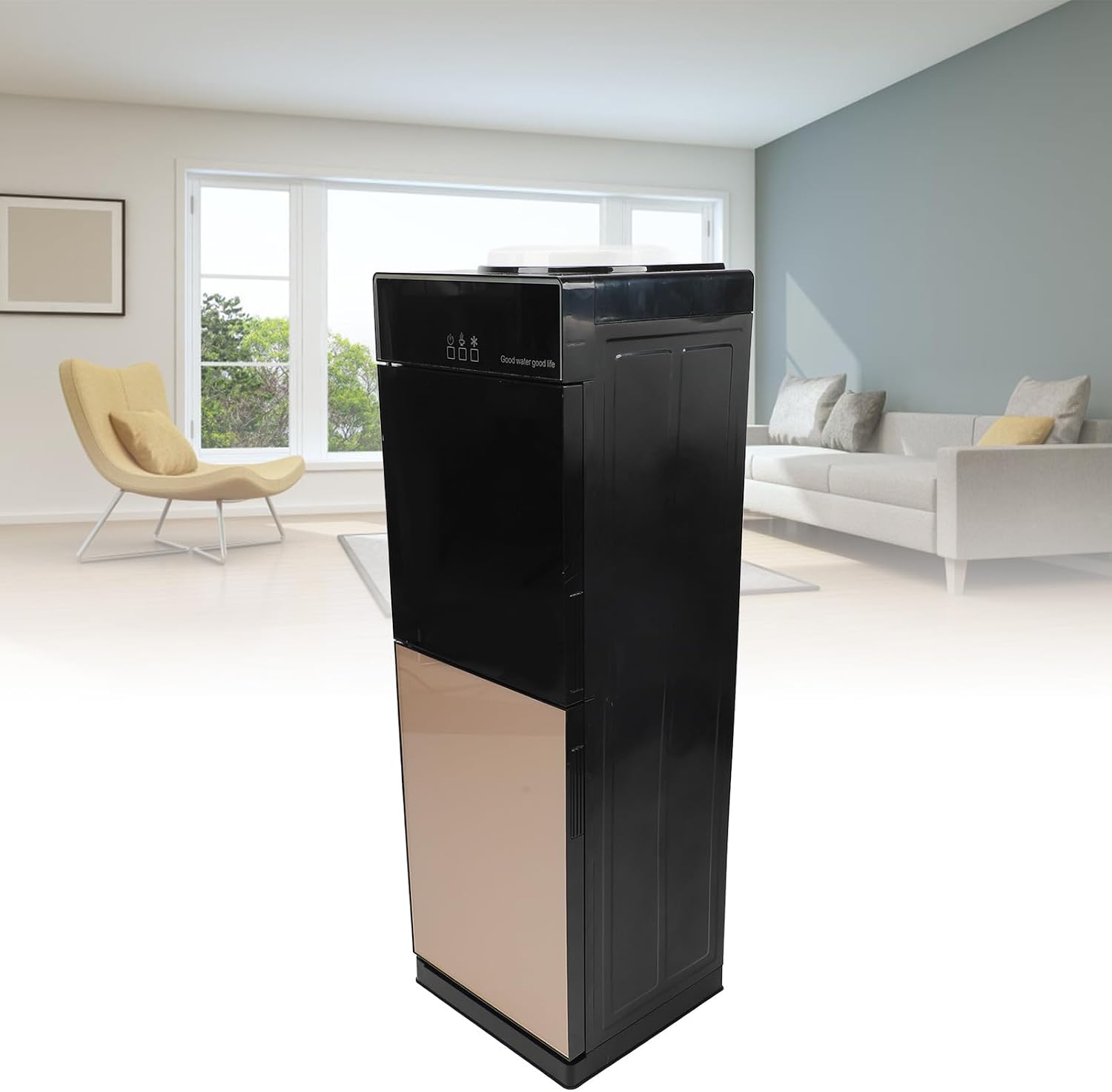 Top Loading Water Cooler Dispenser, Freestanding Hot and Cold Water Cooler Dispenser Desktop Electric Water Cooler Machine with Storage Cabinet for Home Office Use