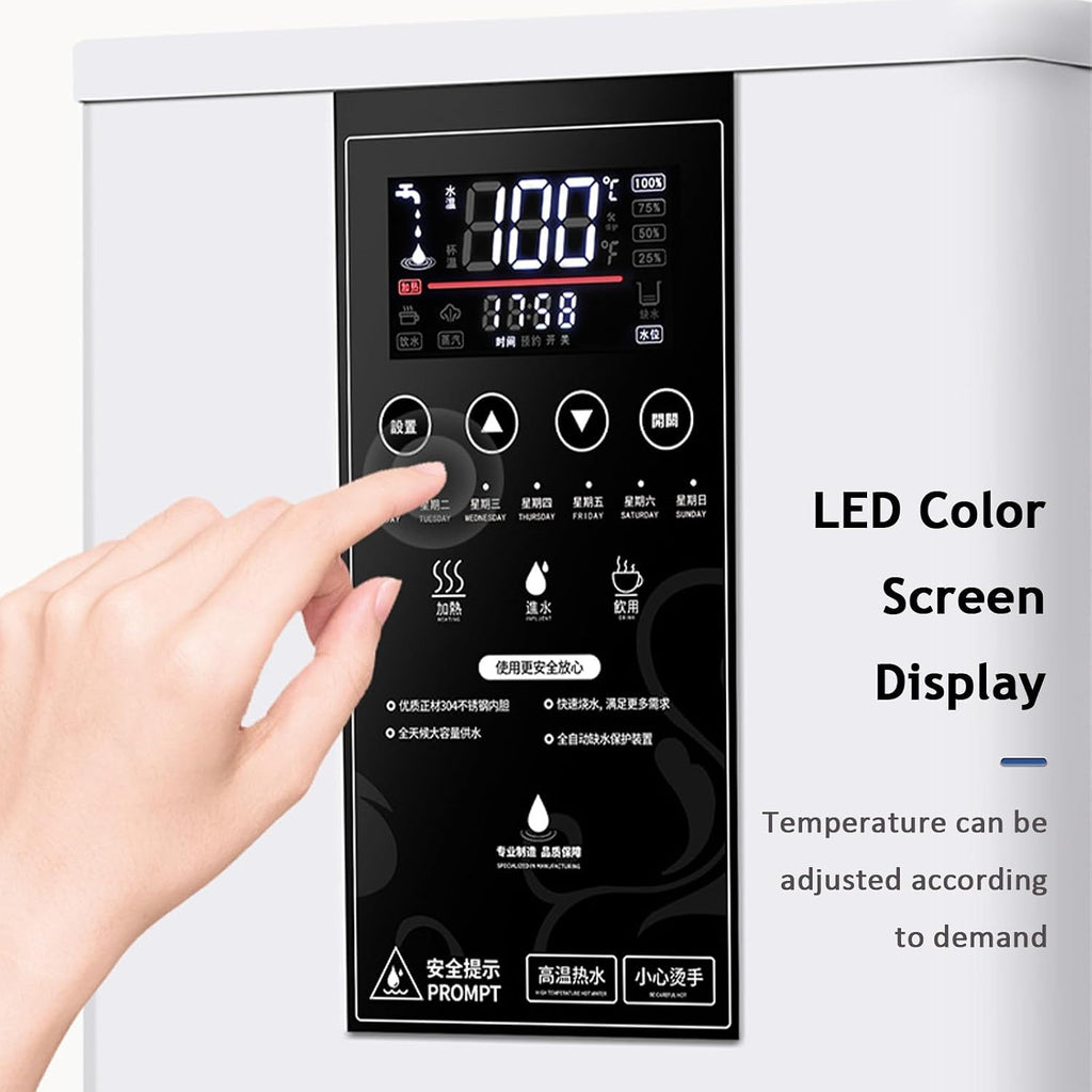 Water Cooler Dispenser Hot Cold & Cool Water Dispenser with LCD Display, Stainless Steel, 45L Commercial Hot Water Boiler for Office, Home, Living Room