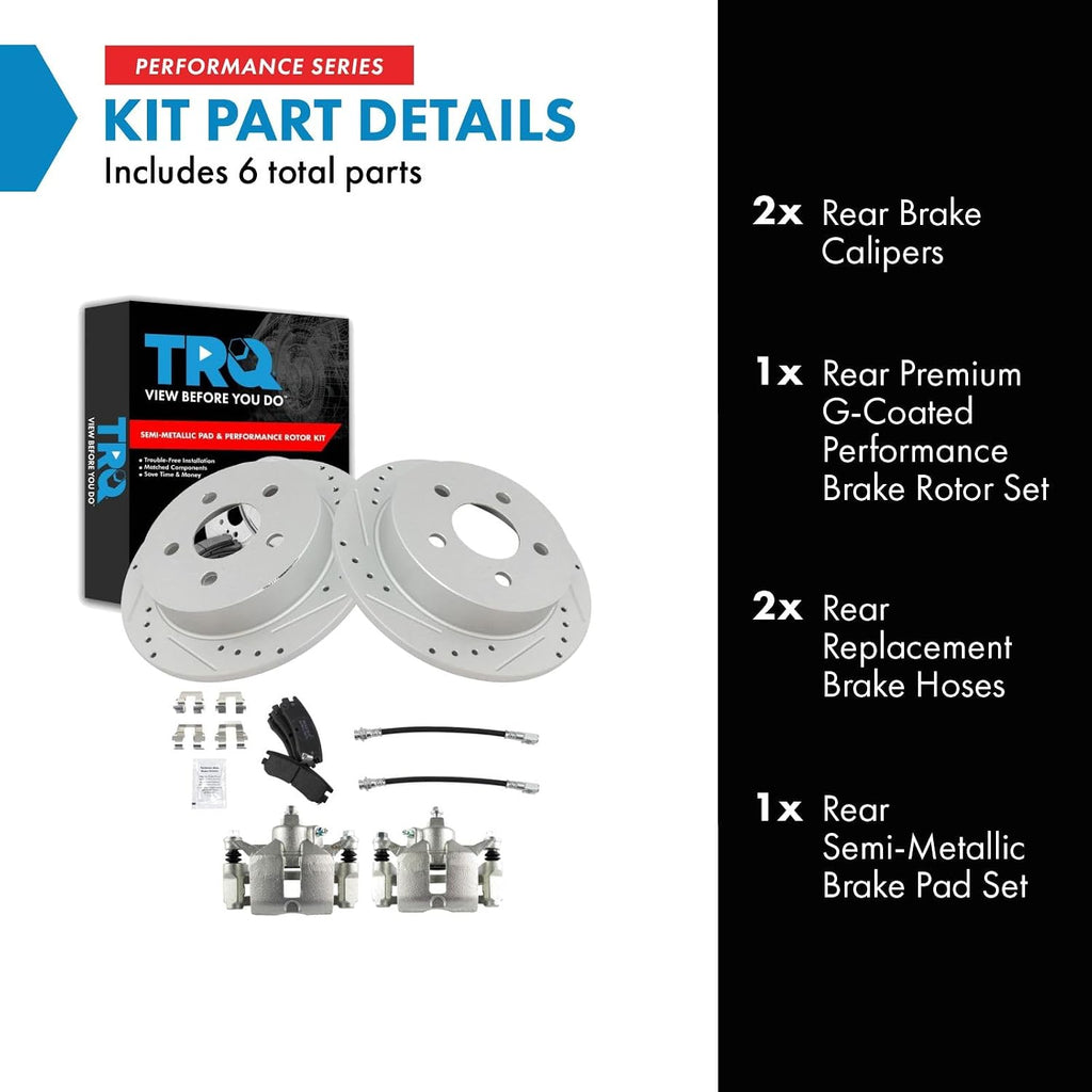 TRQ Brake Pad & Rotor Kit Slotted X Drilled Performance Semi-Metallic Premium G-Coated Compatible with 99-05 Buick 00-05 Chevrolet 99-02 Oldsmobile 99-03 Pontiac