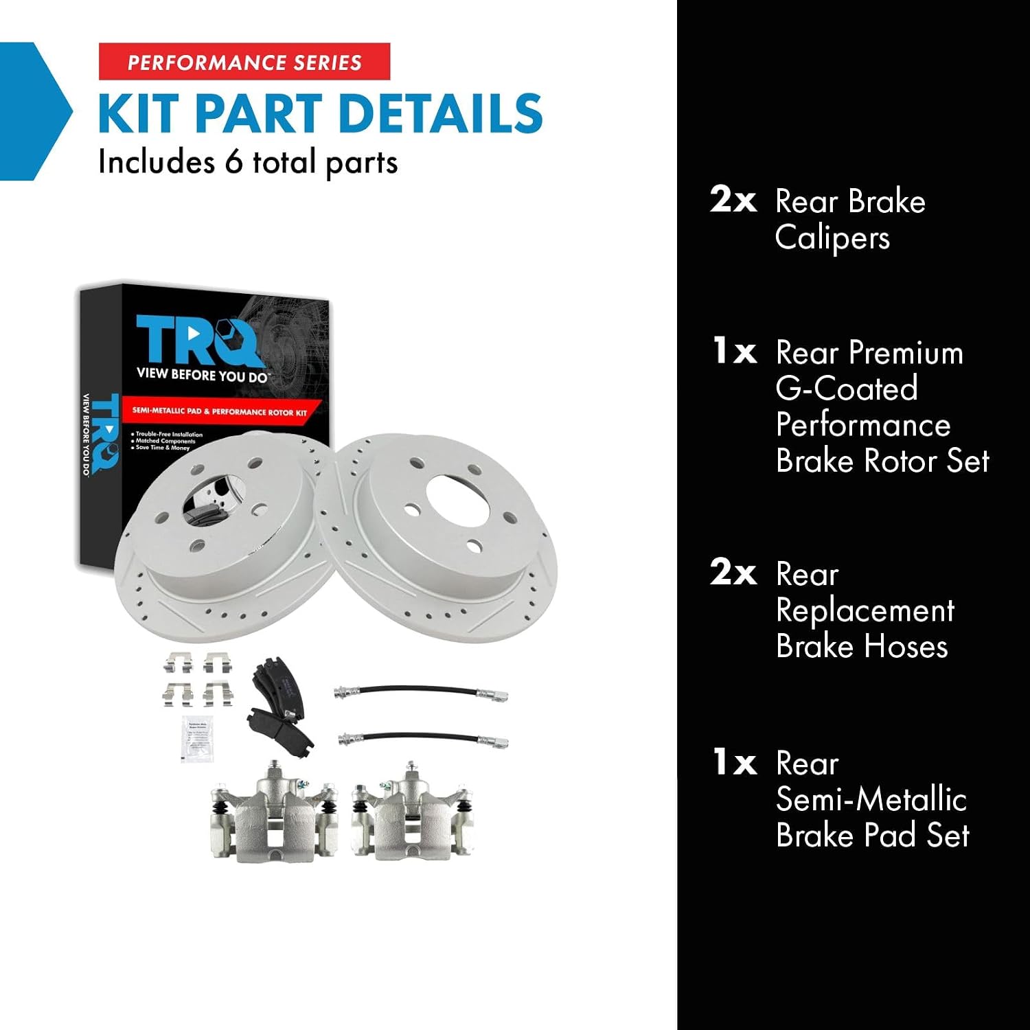 TRQ Brake Pad & Rotor Kit Slotted X Drilled Performance Semi-Metallic Premium G-Coated Compatible with 99-05 Buick 00-05 Chevrolet 99-02 Oldsmobile 99-03 Pontiac