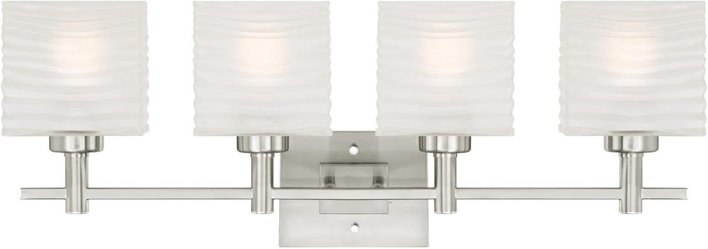 Westinghouse 6304100 Alexander Four-Light Indoor Wall Fixture, Brushed Nickel Finish with Rippled White Glazed Glass
