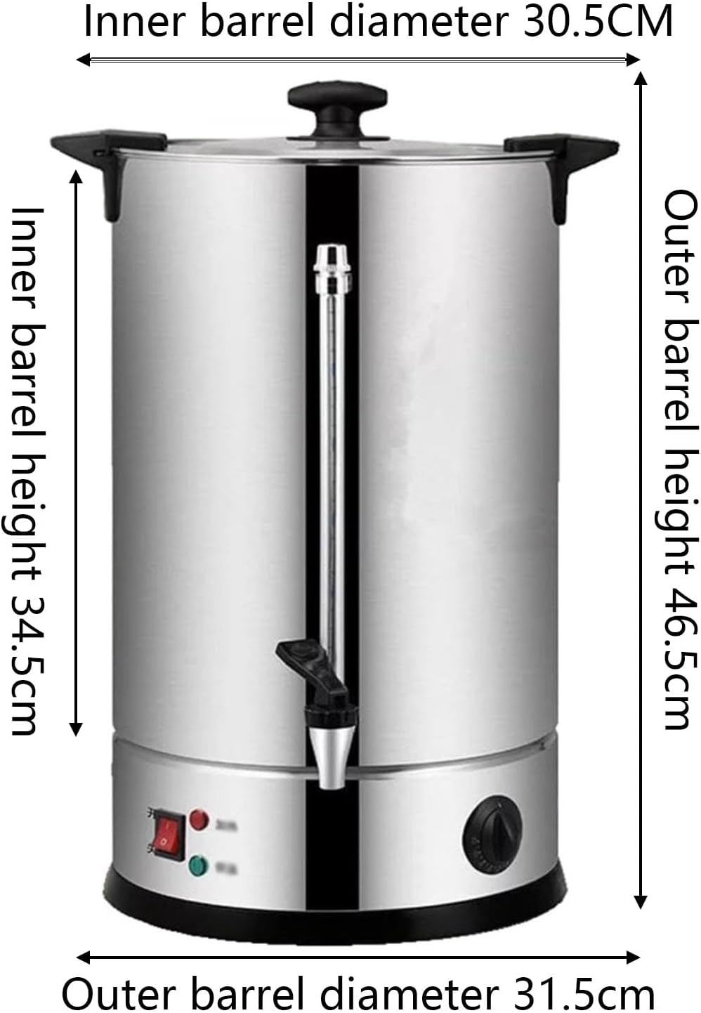 Electric Tea Urn,40L Commercial Stainless Steel Hot Water Urn Cateurn with Tap, Insulated Bucket for Coffee Water Milk,35L