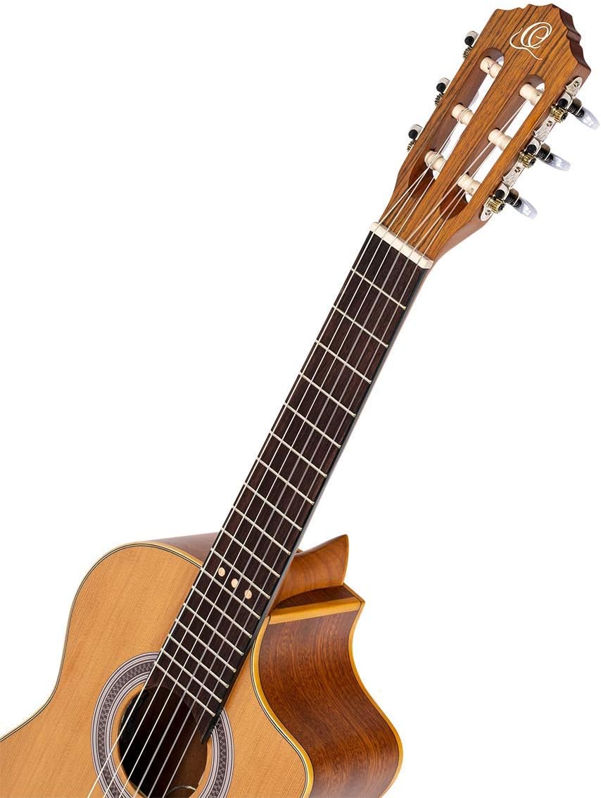 RQ39E Ortega Guitars Requinto Series Pro Solid Top Acoustic-Electric Nylon String Guitar w/Bag