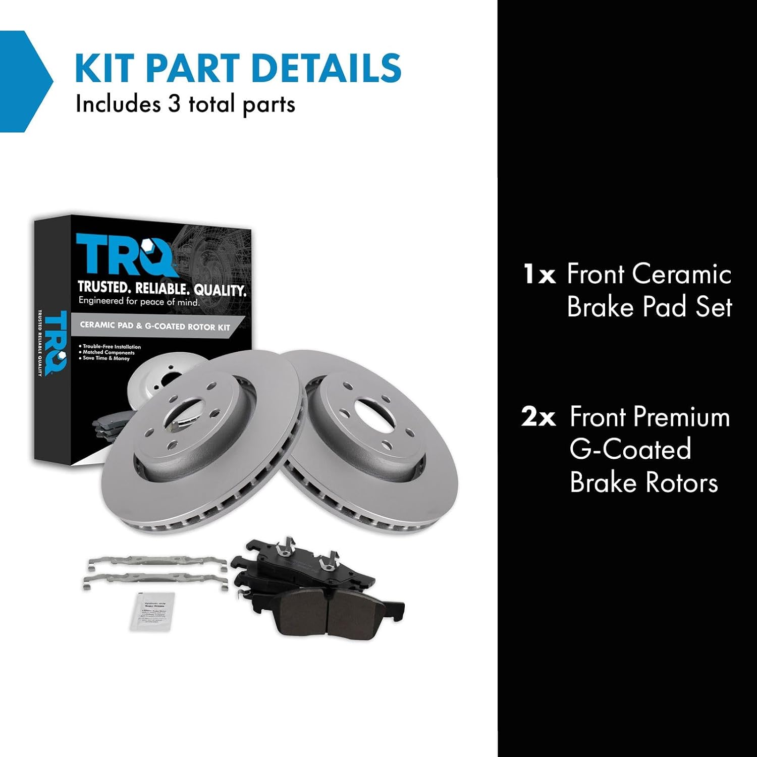 TRQ Front Brake Pad and Rotor Set Ceramic G Coated Vented Rotors Compatible with 2012-2020 Jeep Grand Cherokee Dodge Durango
