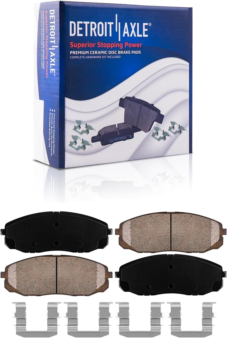 Detroit Axle - 10pc Brake Kit for 2015-2020 Kia Sedona, 2016 2017 2018 2019 Drilled and Slotted Disc Brake Rotors Ceramic Brakes Pads Replacement : 12.60' inch Front and 11.89' inch Rear Rotor