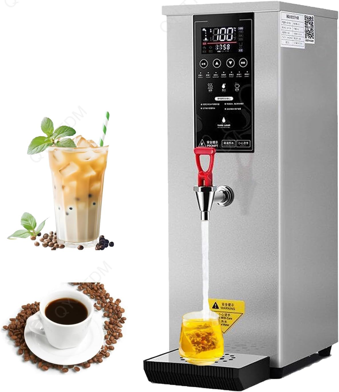 Commercial Hot Water Dispenser 25L, 2.5kW Drinking Hot Water Boiler, Electric Countertop Step-Heating Boiler, Non Drip Tap, Fast Boiling Water (Silver)