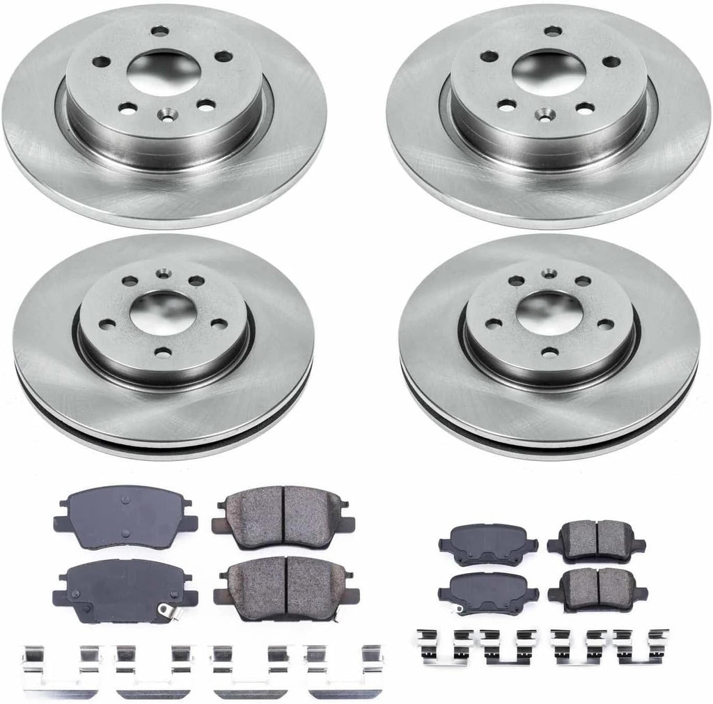 PowerStop Front and Rear Brake Kit for Chevrolet Cruze 2016 - Z17 Ceramic Brake Pads & Disc Rotors Replacement, KOE7907