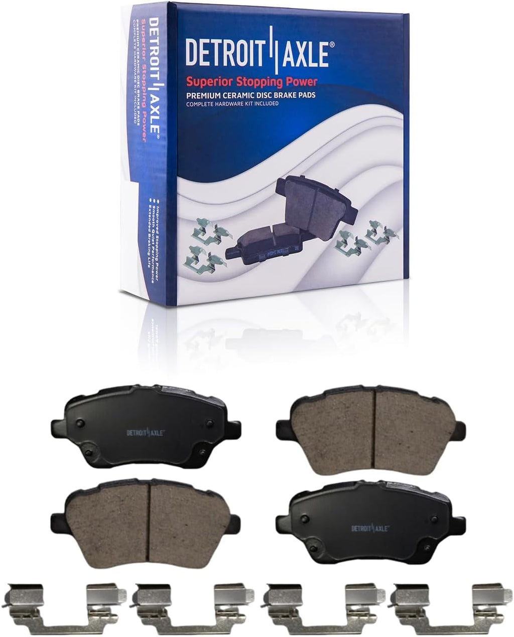 Detroit Axle - Brake Kit for Ford 2014-2019 Fiesta [ST, 4-Wheel Disc Brakes] Disc Brake Rotors Ceramic Brakes Pads 2015 2016 2017 2018 Replacement : 10.94' inch Front and 9.96' inch Rear Rotors