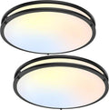18inch 50W LED Flush Mount Ceiling Lights 5600lm Super Bright, Dimmable LED Ceiling Light Fixtures 2700K-6500K 5CCT Adjusted, 2-Pack Modern Black Light Fixture Ceiling for Living Room Bedroom Kitchen