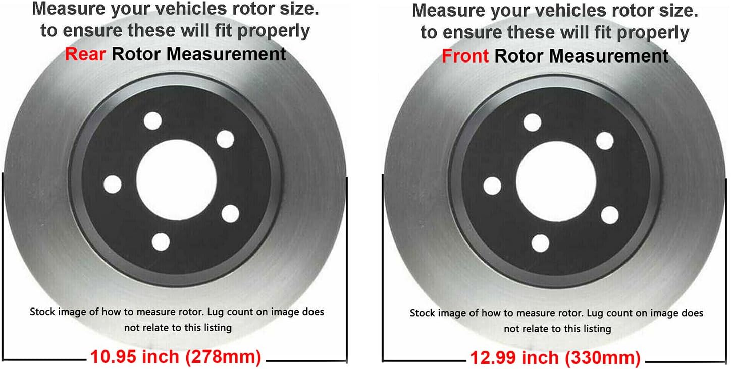 Detroit Axle - 8pc Brake Kit for Jeep 2014-2022 Cherokee [Single Piston Caliper], Drilled and Slotted Brakes Rotors Ceramic Brake Pads Replacement: 12.99' inch Front and 10.95' inch Rear Rotors