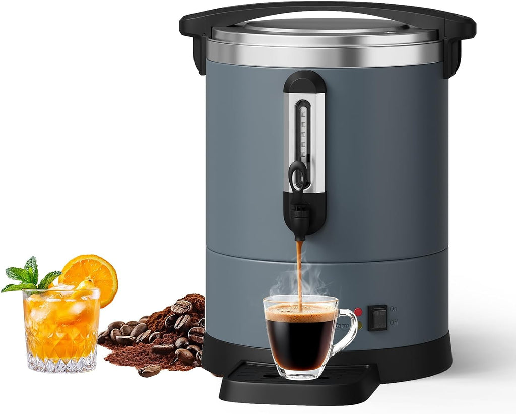TROPOW Double Wall Insulated Commercial Coffee Urn - 12L/3.2Gal Stainless Steel Electric Coffee Maker - Fast Brew Beverage & Water Dispenser, Large Capacity for Catering, Parties, Weddings - 12L