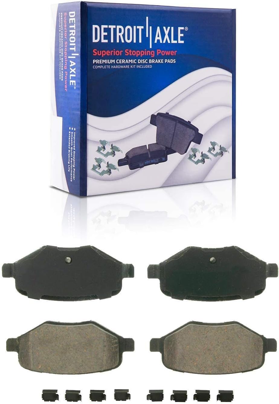 Detroit Axle - Brake Kit for Ford Flex Taurus Lincoln MKS, 12.80'' inch Front and 12.99'' inch Rear Drilled & Slotted Disc Brake Rotors Ceramic Brake Pads Wheel Lug Nuts Replacement