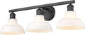 Golden Lighting Yep Carver 3-Light Vanity in Matte Black and Vintage Milk Glass