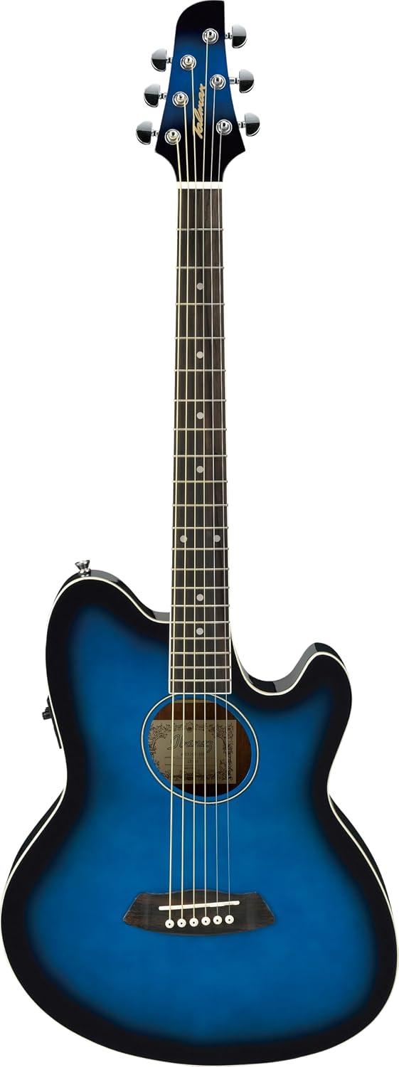 Ibanez TCY10E Talman Acoustic-Electric Guitar - Transparent Blue Sunburst Bundle with Case, Strap, D'Addario Strings, Picks, Austin Bazaar Instructional DVD, and Polishing Cloth