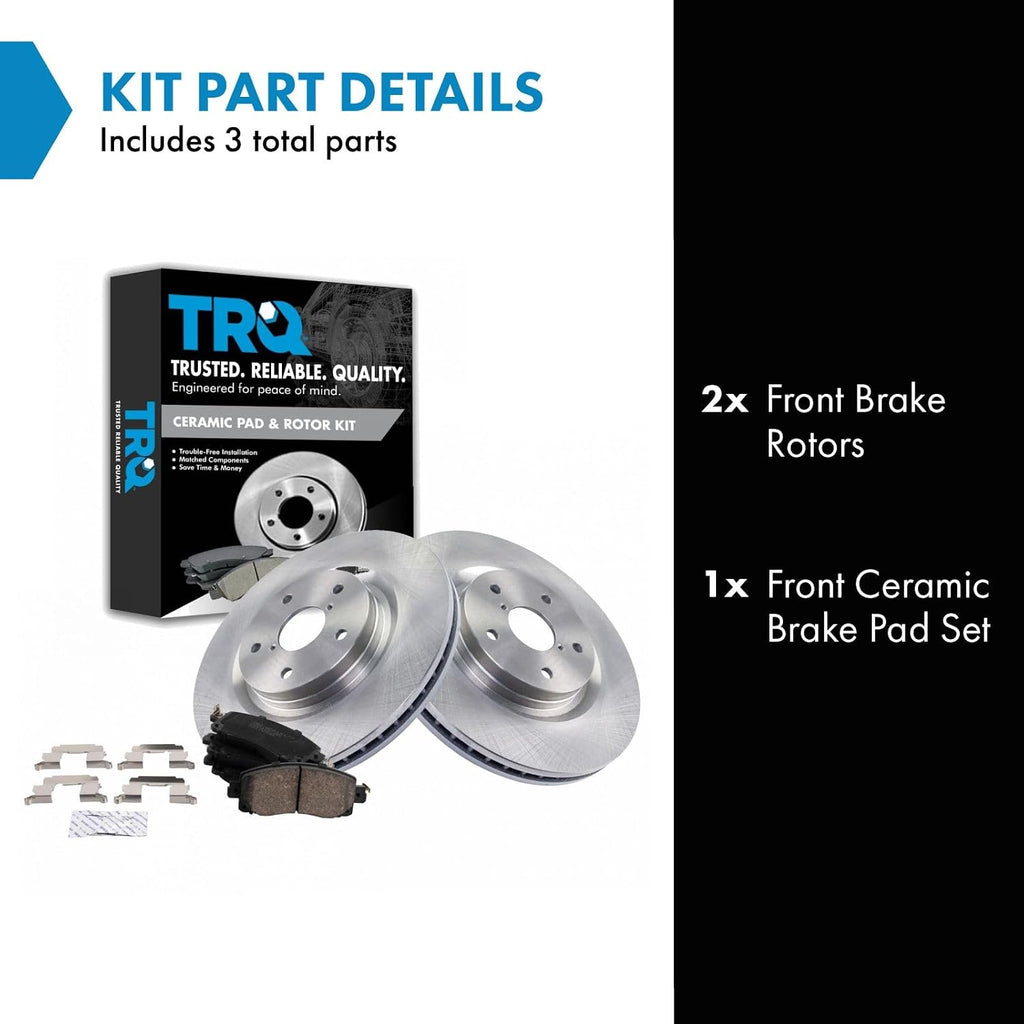 TRQ Front Ceramic Brake Pad and Rotor Set Compatible with 2019-2020 Subaru Forester Sport Limited Premium Touring 2021 Subaru Forester with 316mm Diameter Front Rotors