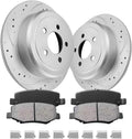 Rear Automotive Replacement Brake Kit, Drilled Slotted Brake Rotors Kit Compatible with 2008-2012 Jeep Liberty, 2007-2011 Dodge Nitro|Anti-Rust Geomet Coated|316mm(12.4in)|D1274-8390 & 53044