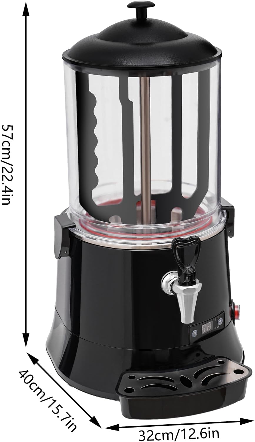 Hot Chocolate Machine, 10L/2.6Gal Commercial Hot Chocolate Machine Maker and Dispenser with Water Catching Tray,Temperature Control,400W Hot Beverage Warmer Dispenser for Heating Coffee, Milktea