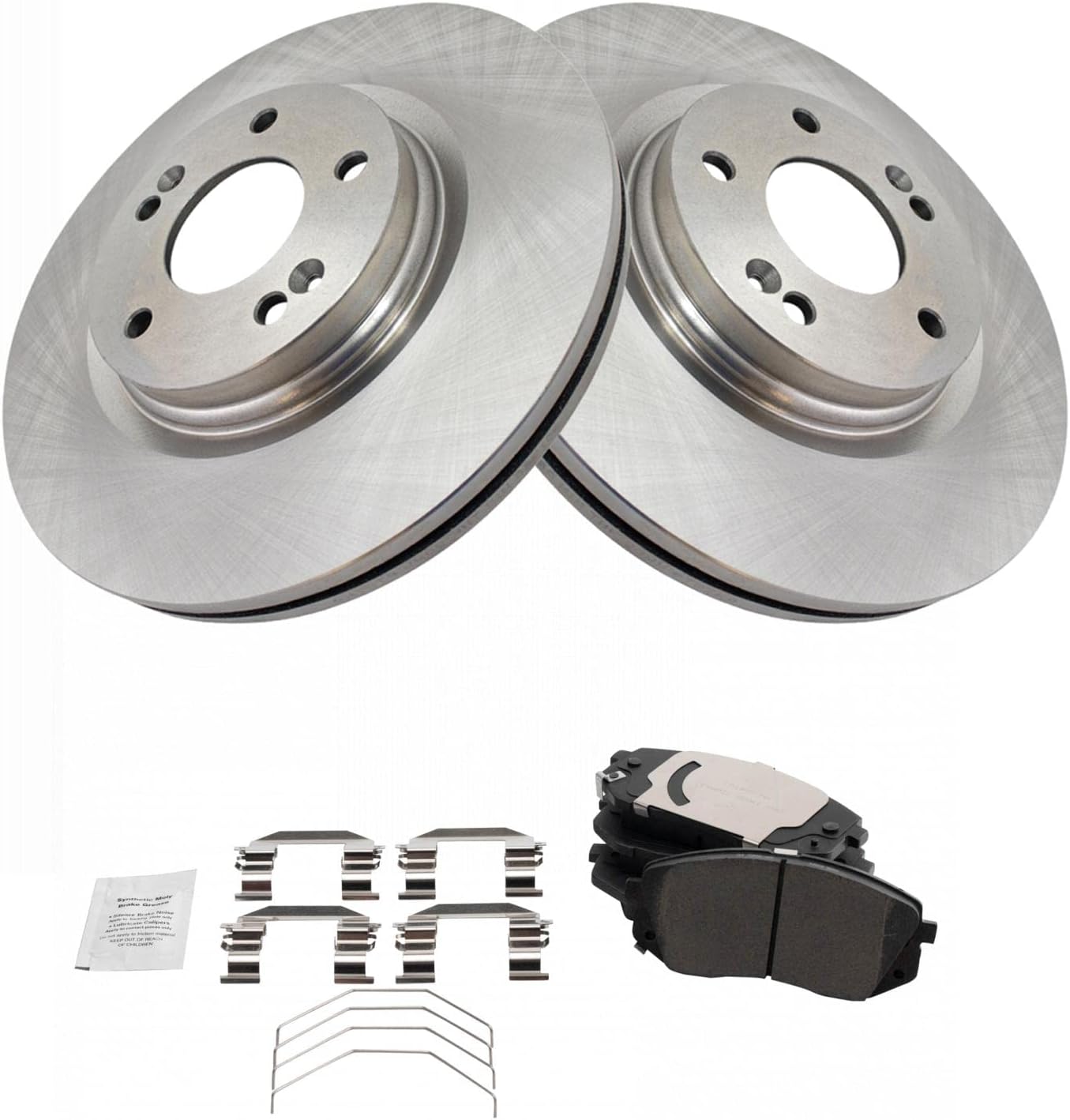 TRQ Front Ceramic Brake Pad and Rotor Set Compatible with 17-18 Hyundai Sonata Plug-In Hybrid 18-20 Kia Optima SX 19-21 Hyundai Kona SE All Wheel Drive 19-21 Veloster Turbo 17-18 Kia Soul