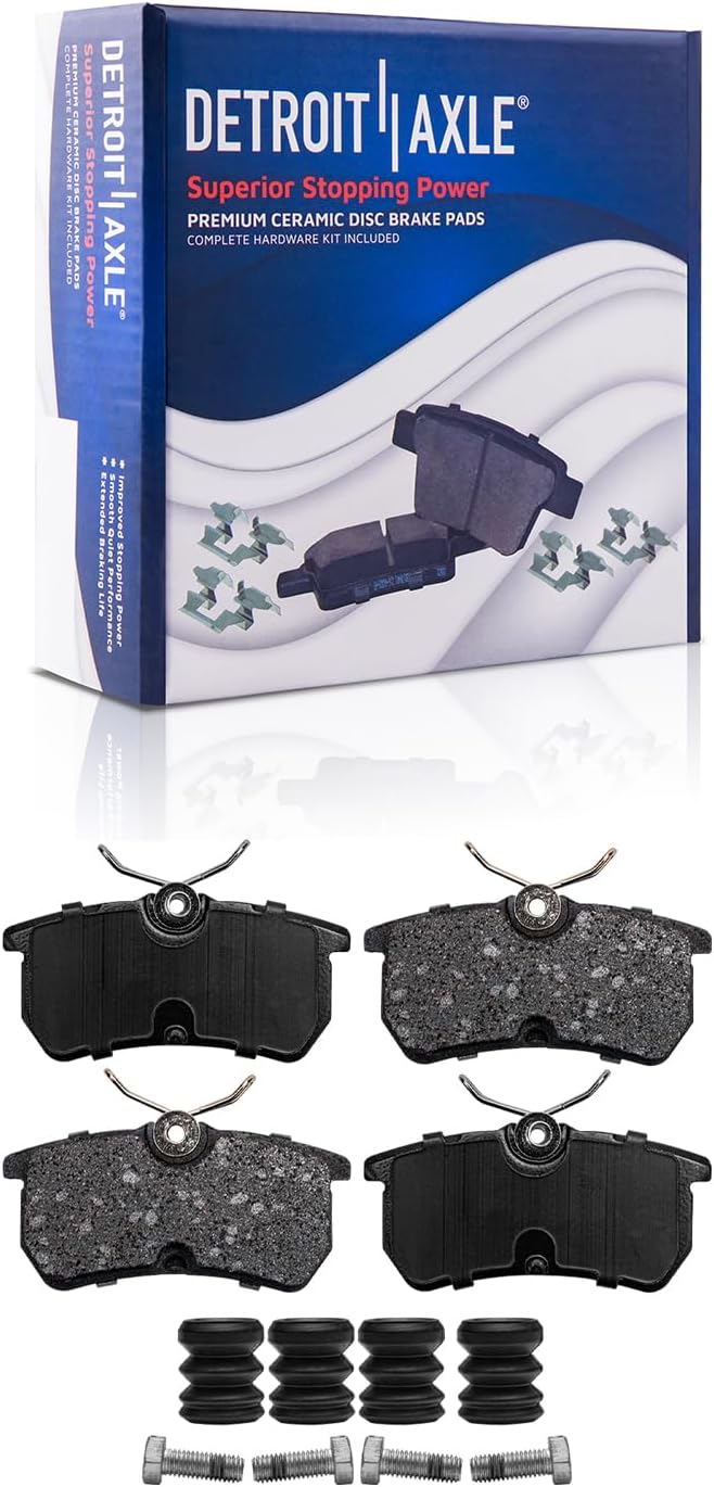 Detroit Axle - Brake Kit for Ford 2014-2019 Fiesta [ST, 4-Wheel Disc Brakes] Disc Brake Rotors Ceramic Brakes Pads 2015 2016 2017 2018 Replacement : 10.94' inch Front and 9.96' inch Rear Rotors