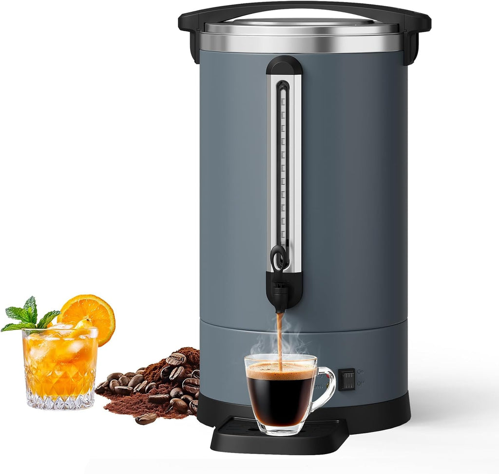 TROPOW Double Wall Insulated Commercial Coffee Urn - 18L/4.8Gal Stainless Steel Electric Coffee Maker - Fast Brew Beverage & Water Dispenser for Catering, Parties, Buffets - High Volume - 18L