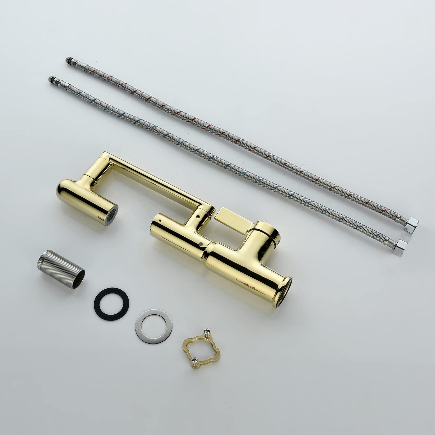 Lefton Rotatable Bathroom Faucet with Temperature Display in Fahrenheit (Batteries-Free), 3 Water Outlet Modes, Polished Gold, BF2204-5