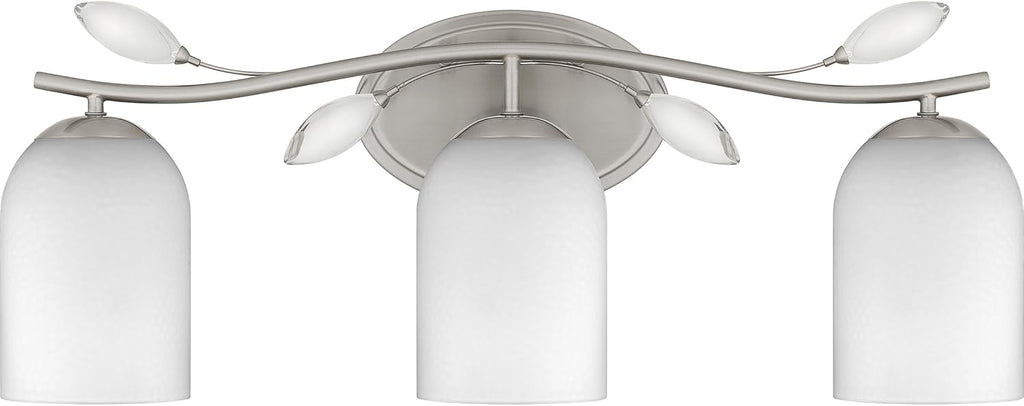 Quoizel Ulysses Bath Vanity Lights, 24 Inch 3-Light Brushed Nickel Bathroom Lighting Fixtures Over Mirror, 100W, Classic, Delicate & Modern Wall Mount Light for Bathrooms, Dresser or Sink