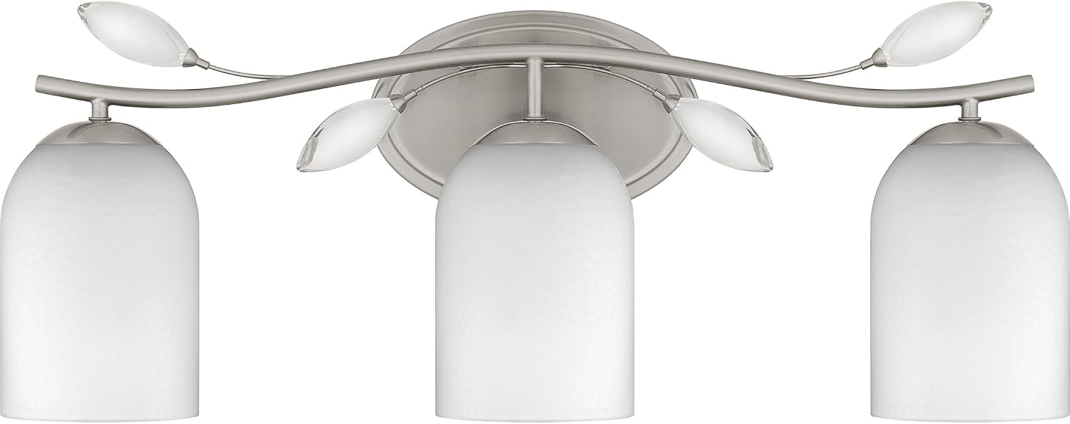 Quoizel Ulysses Bath Vanity Lights, 24 Inch 3-Light Brushed Nickel Bathroom Lighting Fixtures Over Mirror, 100W, Classic, Delicate & Modern Wall Mount Light for Bathrooms, Dresser or Sink