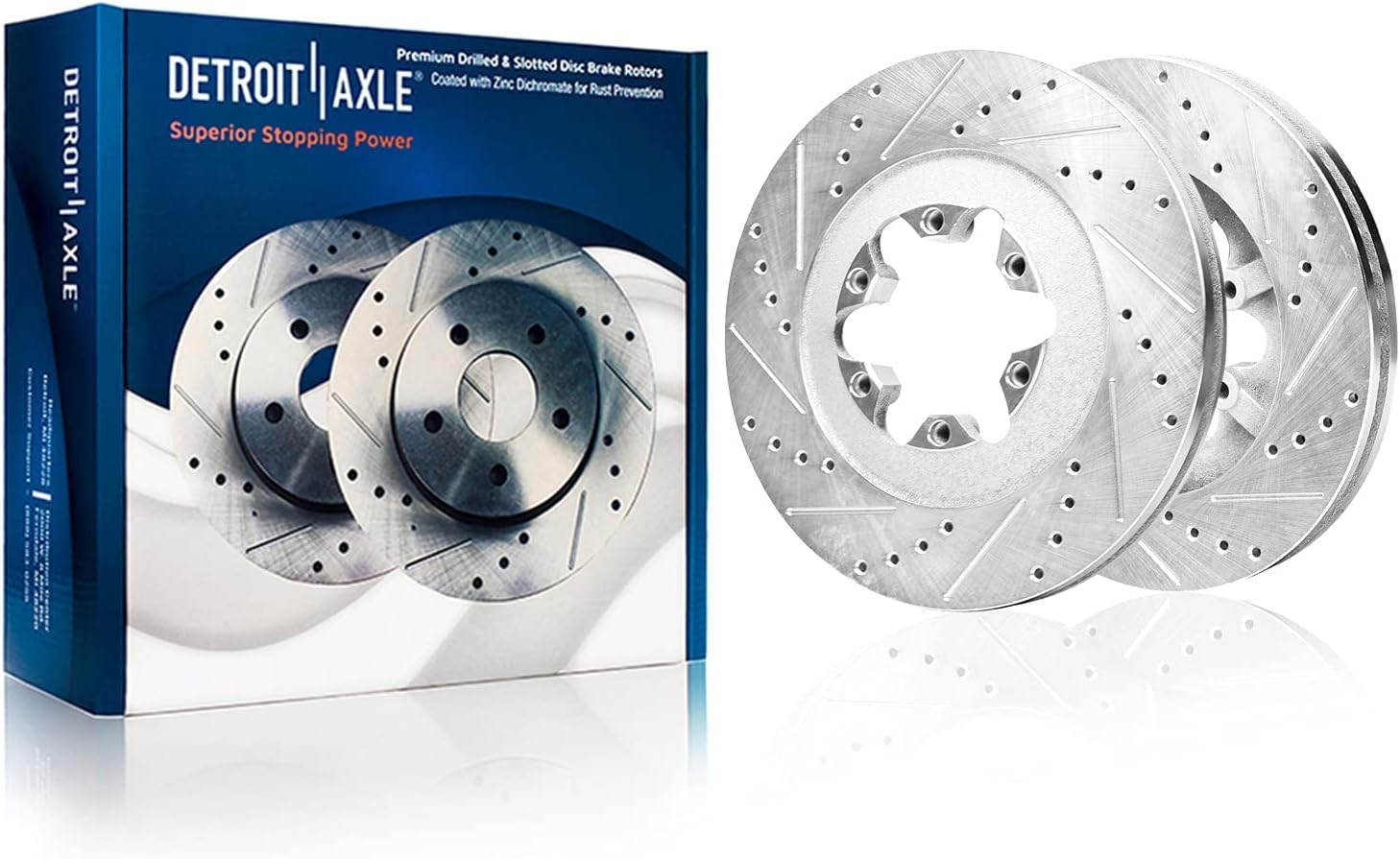 Detroit Axle - RWD Front Brake Kit for 09-12 Chevrolet Colorado GMC Canyon, Drilled & Slotted Brake Rotors Ceramic Brake Pads Wheel Bearing and Hubs 2009 2010 2011 2012 Replacement