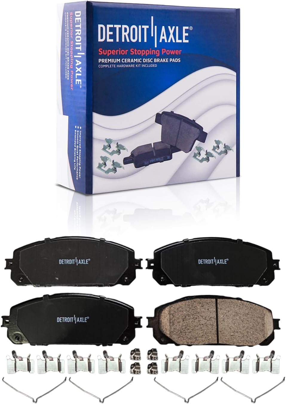 Detroit Axle - 10pc Brake Kit for 2016 2017 2018 2019 2020 2021 2022 2023 Jeep Cherokee, Disc Brake Rotors Ceramic Brakes Pads w/Hardware Replacement: 12.99' inch Front and 12.60' inch Rear Rotors