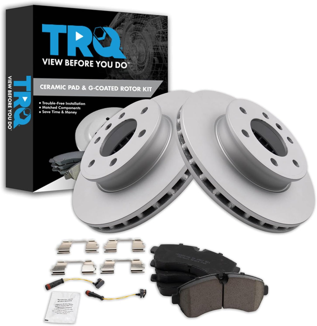 TRQ Front Brake Pad and Rotor Set Ceramic Coated Rotors Compatible with 2007-2009 Dodge Sprinter 3500 2007-2020 Freightliner 2500 3500 4500 2010-2021 Mercedes-Benz Sprinter 1500 2500 3500 3500XD 4500