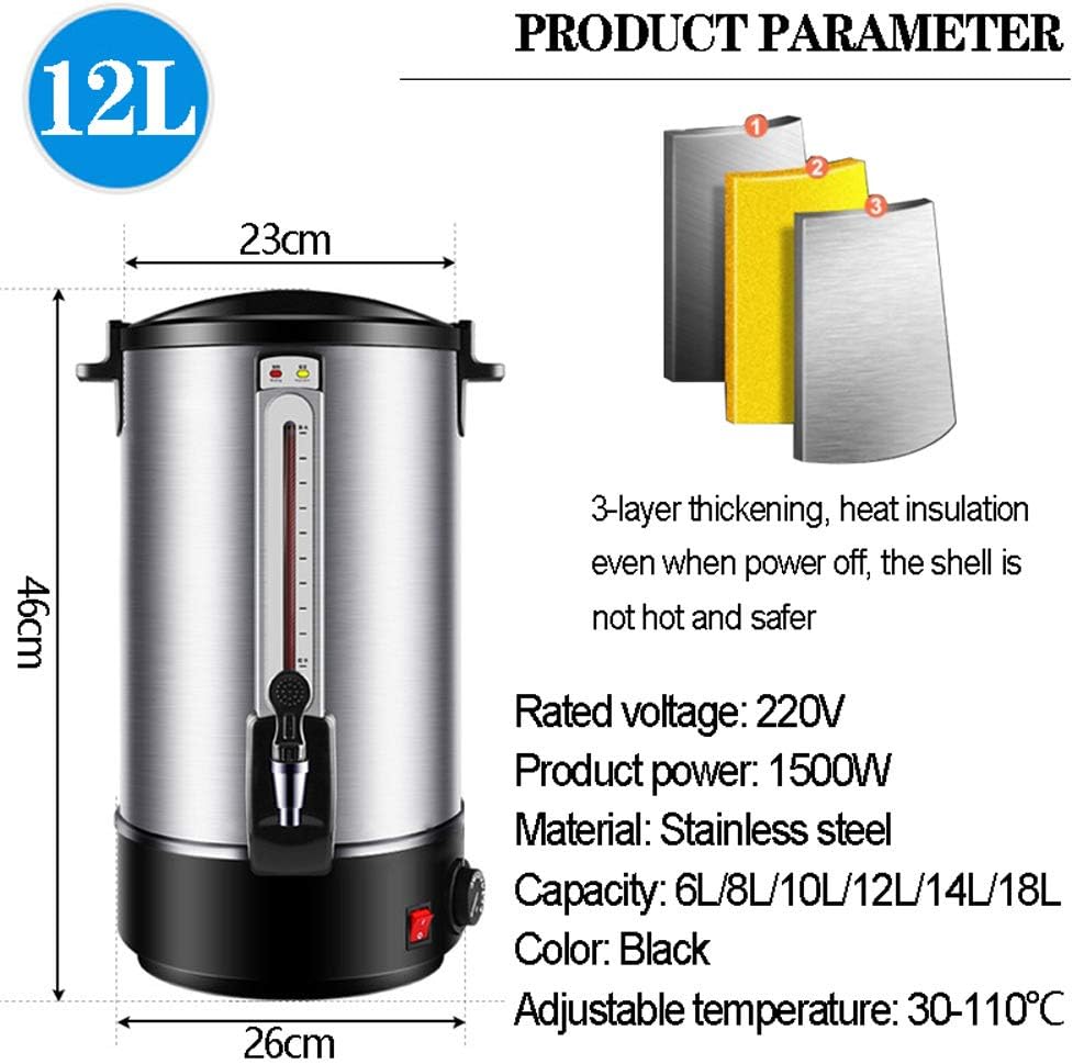Juice Dispenser Drink Dispenser, Double Wall Beverage Dispenser Stainless Steel Insulated Drink Dispenser Electric Hot Water Urn for Heating Tea or Coffee Used for Milk Bar or Large Party