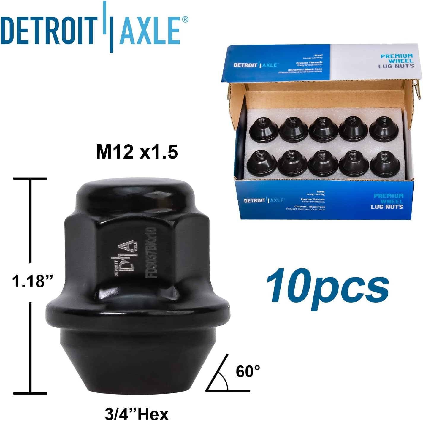 Detroit Axle - Brake Kit for FWD 2014-2016 Lincoln MKZ Hybrid Replacement 11.81' inch Front & 11.89' inch Rear Drilled & Slotted Disc Brake Rotors Wheel Bearing Hubs Lug Nuts