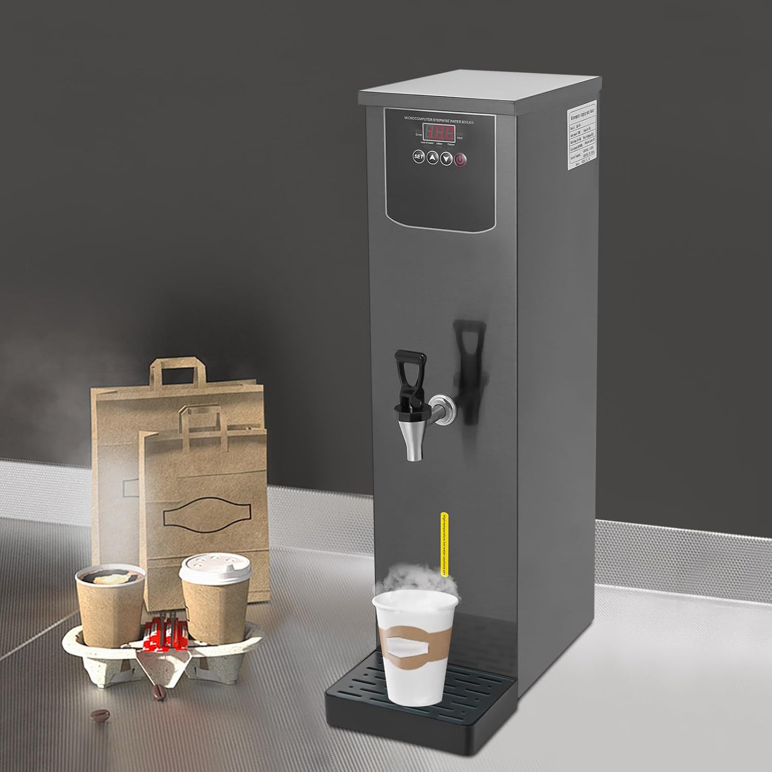 Commercial Water Boiler Hot Water Dispenser Countertop Electric Hot Water Kettle Adjustable Water Warmer Fast Heating for Tea Coffee Shop Restaurant Office, 30L