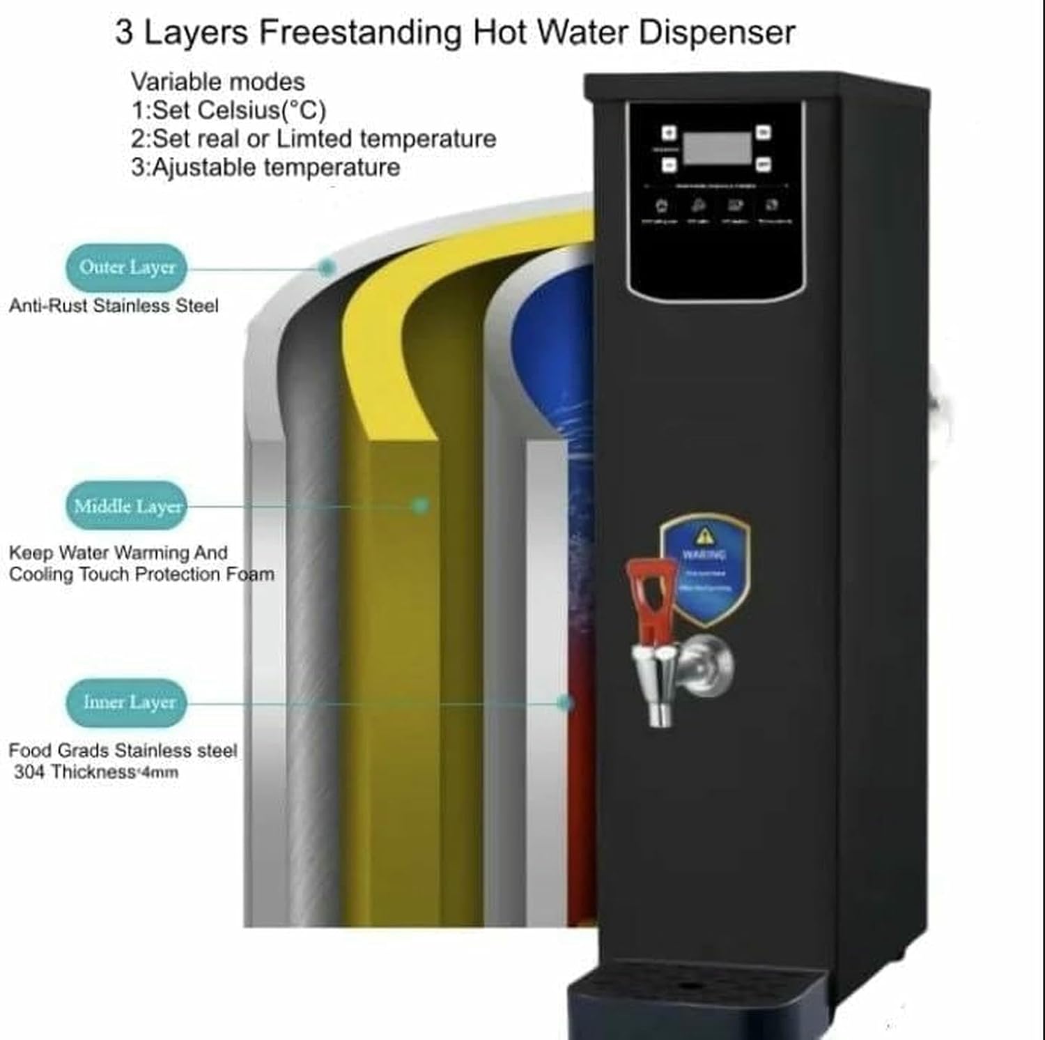 Water Boiler Eletric Commercial Hot Water Dispenser Countertop with Filter,Automatic Fast Heating for Restaurant,Home,Office (10L)