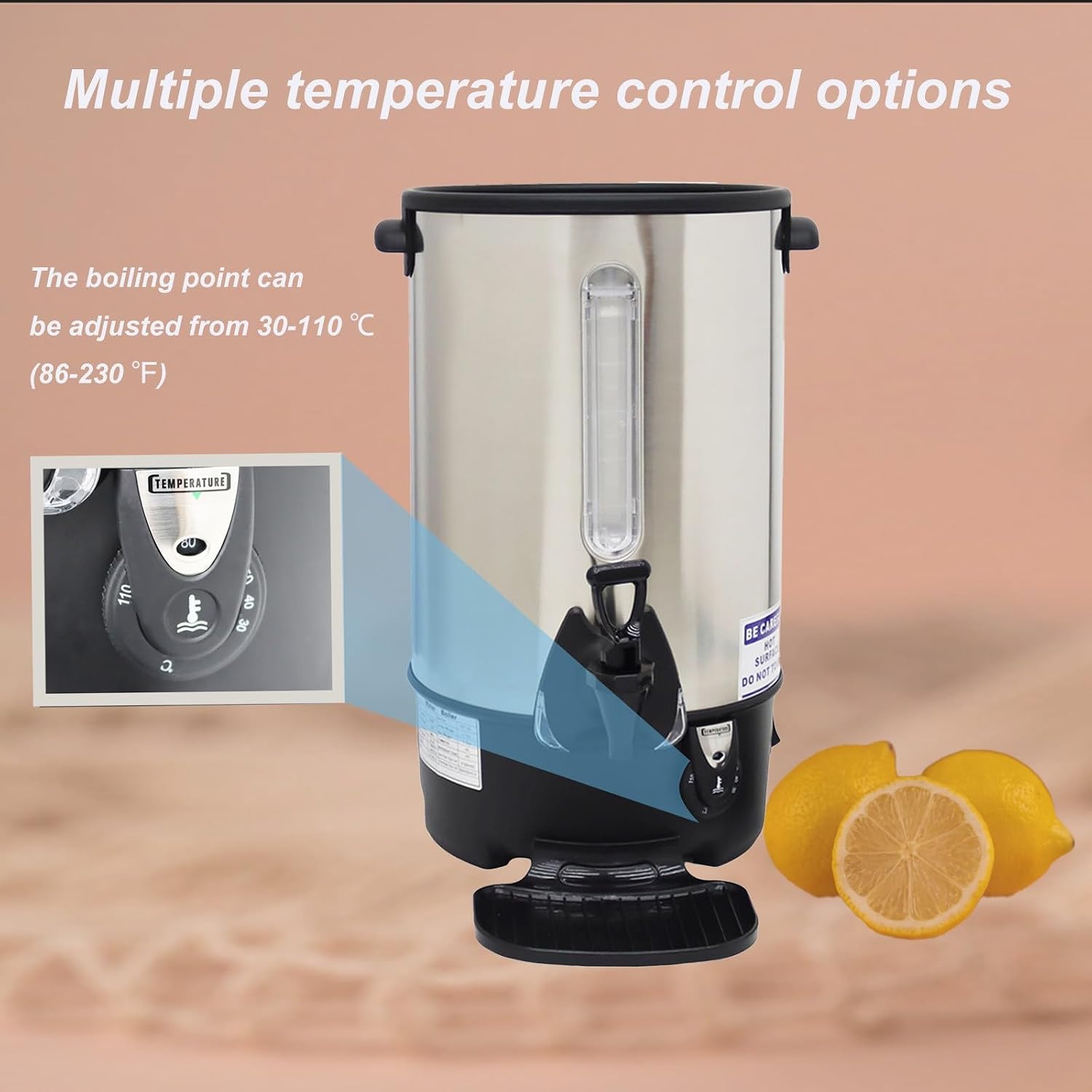 11.6L Commercial Large Capacity Stainless Steel Hot Water Dispenser Temperature Control Electric Boiling Bucket for Coffee Shops Milk Tea Shops Restaurants 110V 1500W