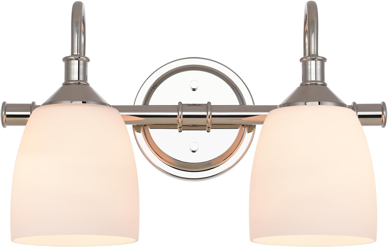 Polished Nickel 2-Light Bathroom Vanity Light Fixtures Over Mirror, Vintage Vanity Lights for Living Room, Milk White Glass Shades, Standard E26 Base