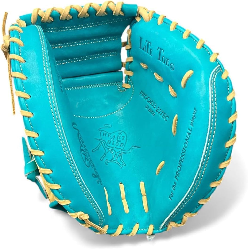 Rawlings Heart of the Hide Speed Shell Baseball Glove – Teal/Blonde – First Base Mitt & Catcher's Mitt – Pro HOH Leather – Lightweight – RHT & LHT Available