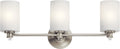 Kichler Joelson 24' 3 Light Vanity Light with Satin Etched Cased Opal and Clear Glass Accent Glass in Brushed Nickel