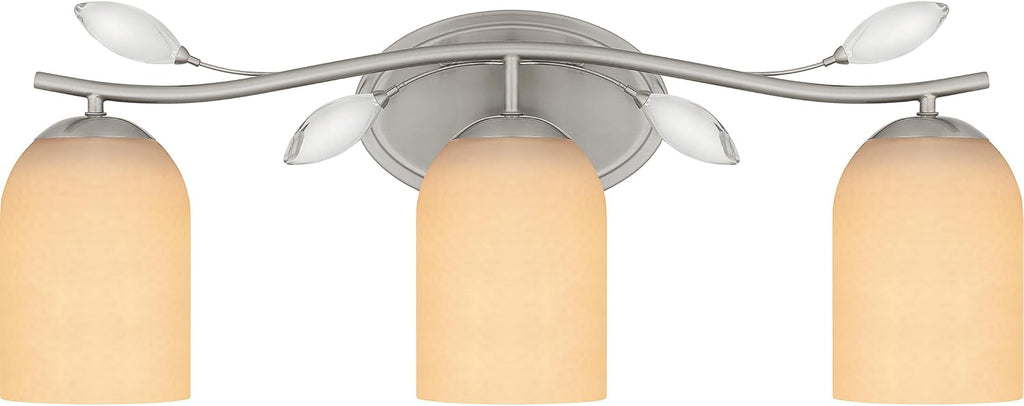 Quoizel Ulysses Bath Vanity Lights, 24 Inch 3-Light Brushed Nickel Bathroom Lighting Fixtures Over Mirror, 100W, Classic, Delicate & Modern Wall Mount Light for Bathrooms, Dresser or Sink