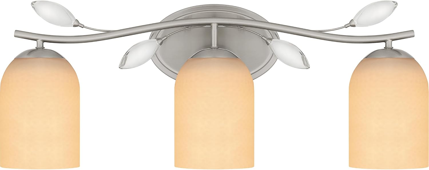 Quoizel Ulysses Bath Vanity Lights, 24 Inch 3-Light Brushed Nickel Bathroom Lighting Fixtures Over Mirror, 100W, Classic, Delicate & Modern Wall Mount Light for Bathrooms, Dresser or Sink
