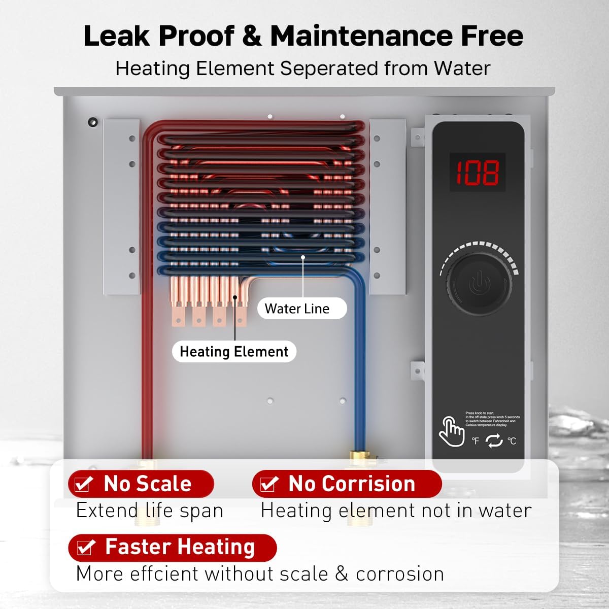 Tankless Water Heater Electric, ThermoMate 14kW 240 Volt On Demand Instant Hot Water Heater for 1-2 Fixtures, Max 3.4 GPM Self-Modulating, ETL Certified for Residential Indoor