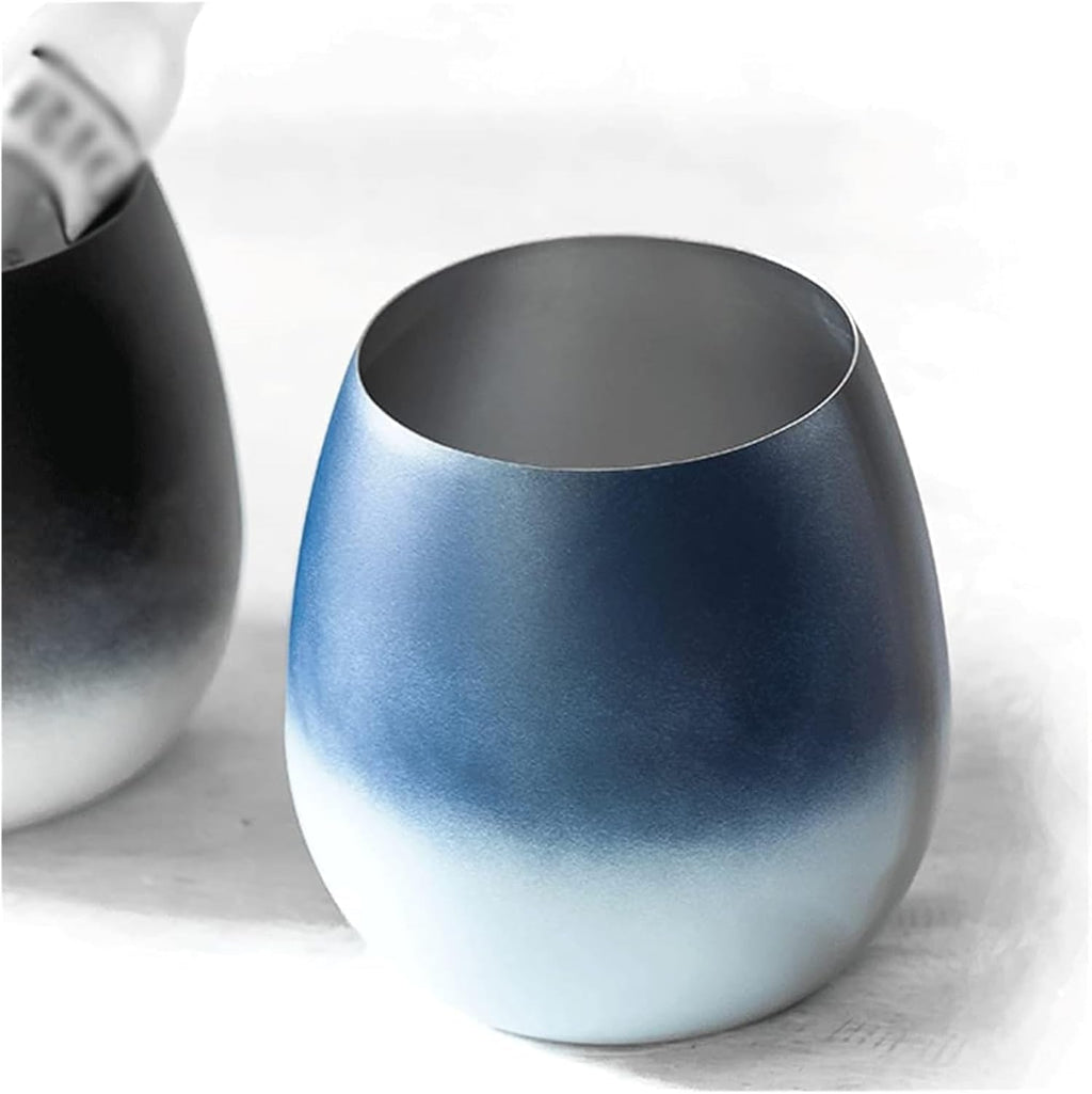 Gradient Blue & White Stainless Steel Wine Chiller – Large Capacity Champagne & Wine Ice Bucket, Double-Wall Insulated Beverage Tub for Home Bar, Parties, and Wedding Decor