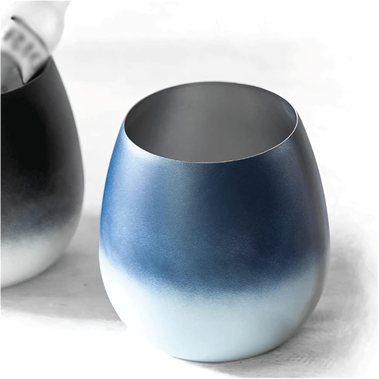 Gradient Blue & White Stainless Steel Wine Chiller – Large Capacity Champagne & Wine Ice Bucket, Double-Wall Insulated Beverage Tub for Home Bar, Parties, and Wedding Decor